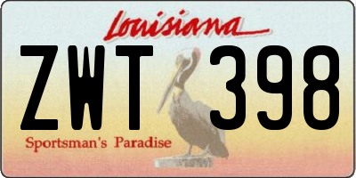 LA license plate ZWT398
