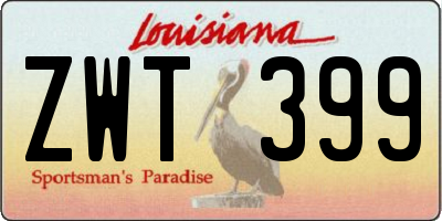 LA license plate ZWT399