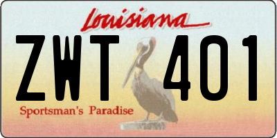 LA license plate ZWT401