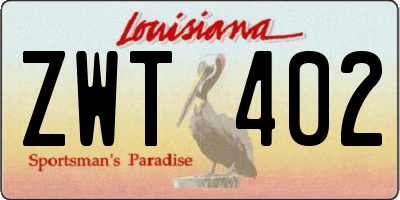 LA license plate ZWT402