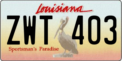 LA license plate ZWT403
