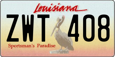 LA license plate ZWT408