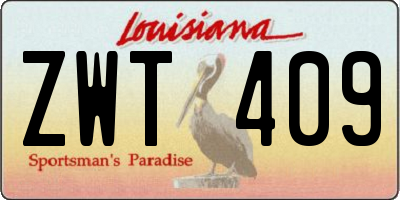 LA license plate ZWT409