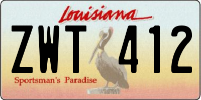 LA license plate ZWT412