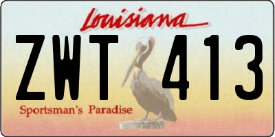 LA license plate ZWT413
