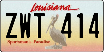 LA license plate ZWT414