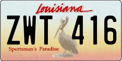 LA license plate ZWT416