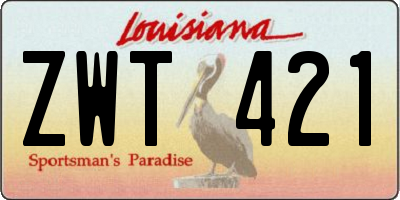 LA license plate ZWT421