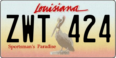 LA license plate ZWT424