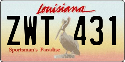 LA license plate ZWT431