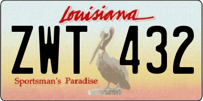 LA license plate ZWT432