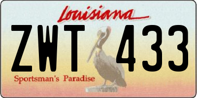 LA license plate ZWT433