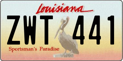 LA license plate ZWT441