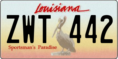 LA license plate ZWT442