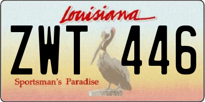 LA license plate ZWT446