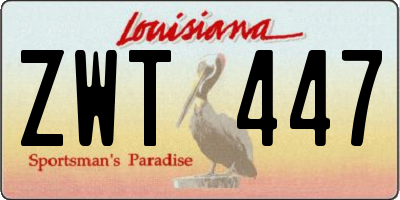LA license plate ZWT447