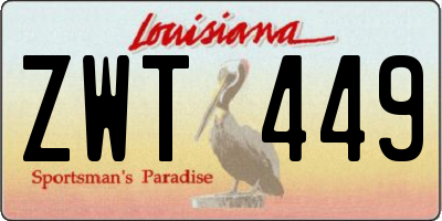 LA license plate ZWT449
