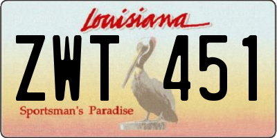 LA license plate ZWT451