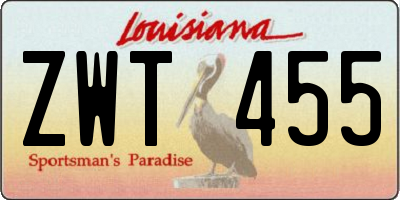 LA license plate ZWT455