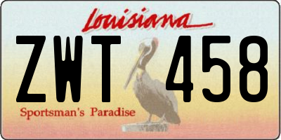 LA license plate ZWT458