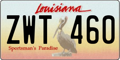 LA license plate ZWT460