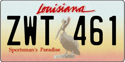 LA license plate ZWT461
