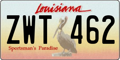 LA license plate ZWT462