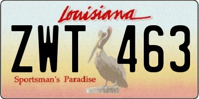 LA license plate ZWT463