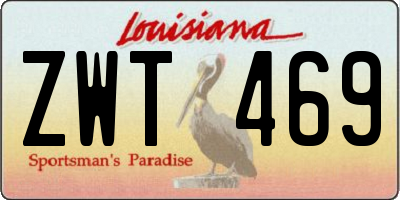 LA license plate ZWT469
