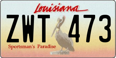 LA license plate ZWT473