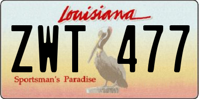 LA license plate ZWT477