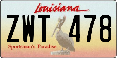 LA license plate ZWT478