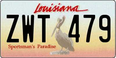 LA license plate ZWT479