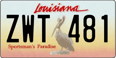 LA license plate ZWT481