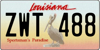 LA license plate ZWT488