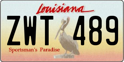 LA license plate ZWT489