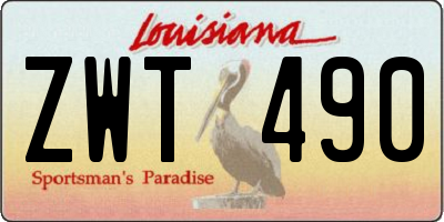 LA license plate ZWT490