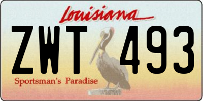 LA license plate ZWT493