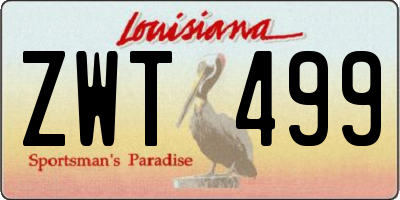 LA license plate ZWT499