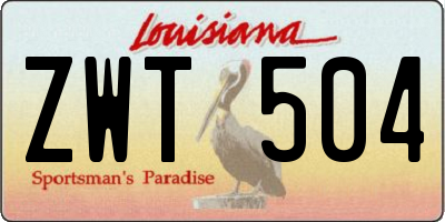 LA license plate ZWT504