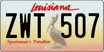 LA license plate ZWT507