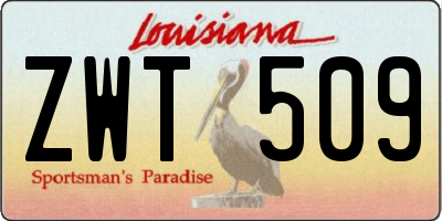 LA license plate ZWT509