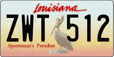 LA license plate ZWT512