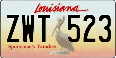 LA license plate ZWT523