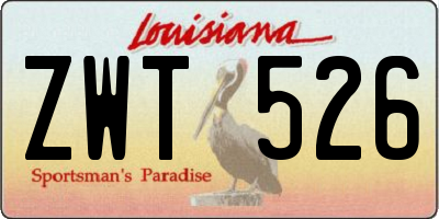 LA license plate ZWT526