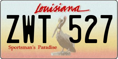 LA license plate ZWT527