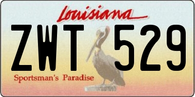 LA license plate ZWT529
