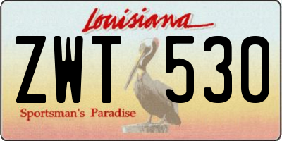 LA license plate ZWT530