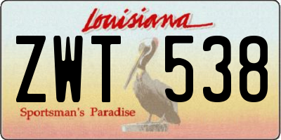 LA license plate ZWT538