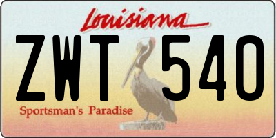 LA license plate ZWT540